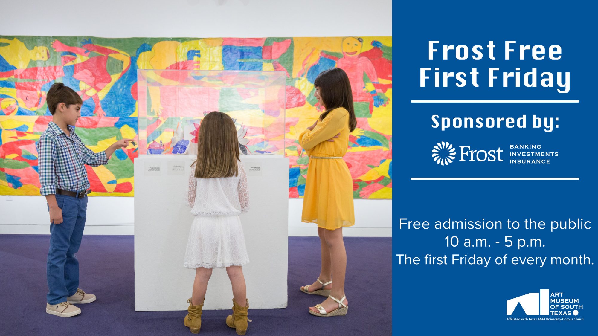 Free admission to the public 10 a.m.-5 p.m. the first Friday of every month courtesy of Frost Bank.