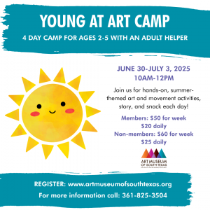 JUNE 30-JULY 3, 2025 10AM-12PM Join us for hands-on, summer-themed art and movement activities, story, and snack each day! Members: $50 for week $20 daily Non-members: $60 for week $25 daily